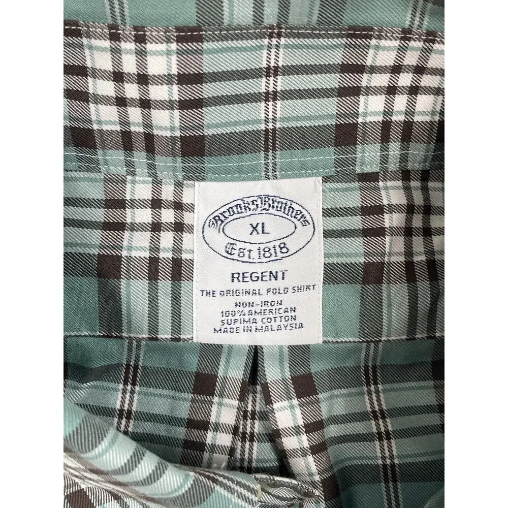 Brooks Brothers Mens Size XL Regent Green Plaid Long Sleeve Button Up Shirt - Picture 3 of 12